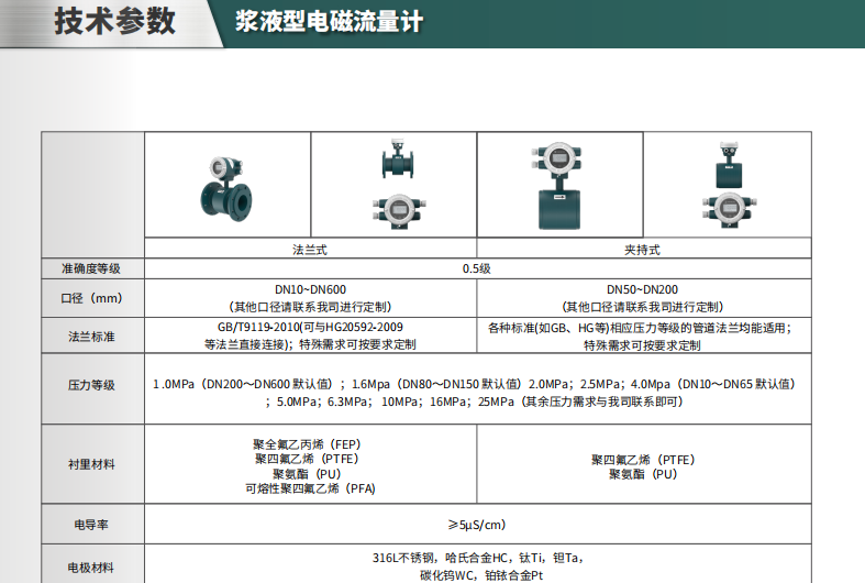?？滴⒂癏M-FE03漿液型電磁流量計參數(shù)