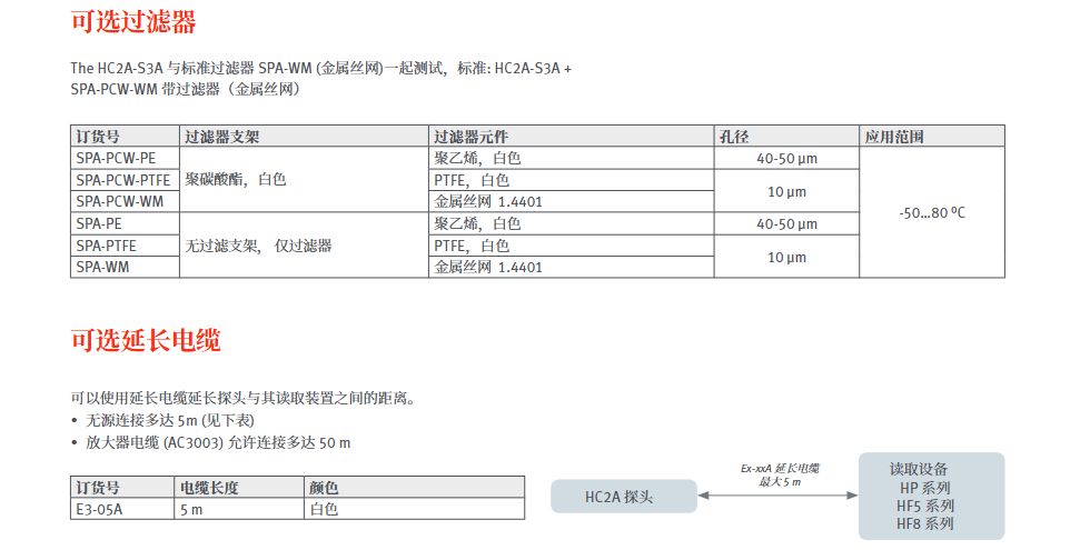 標準濕度探頭 - Rotronic HC2A-S(S3),-SM,-HH參數(shù)